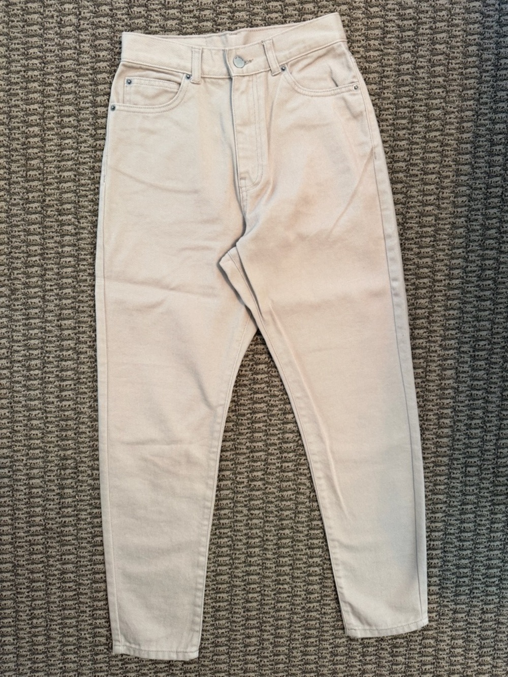High-Waist Cream Denim Jeans